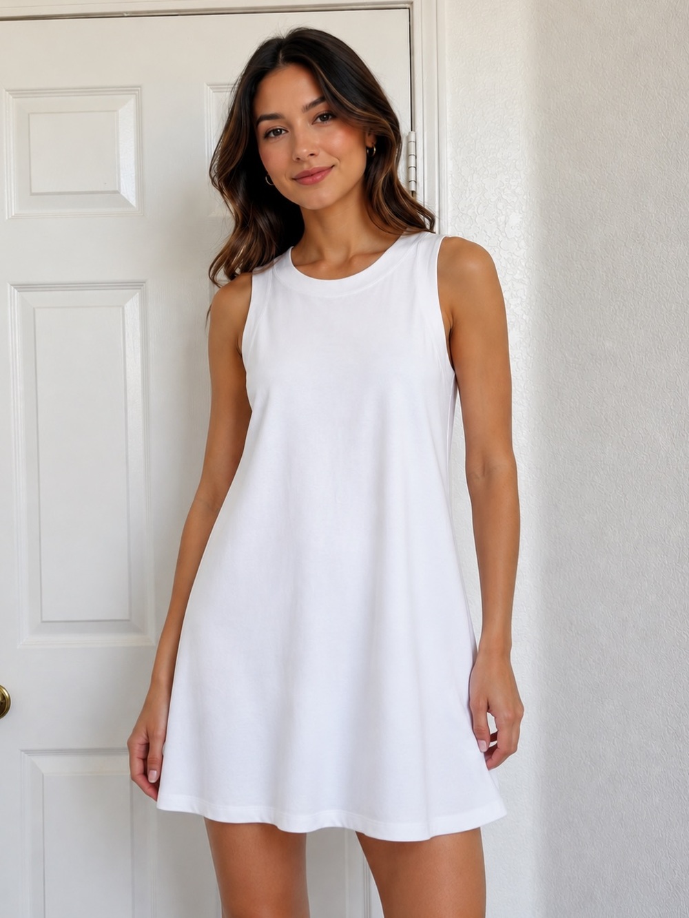 COS Sleeveless White A-Line Tank Dress White Size
